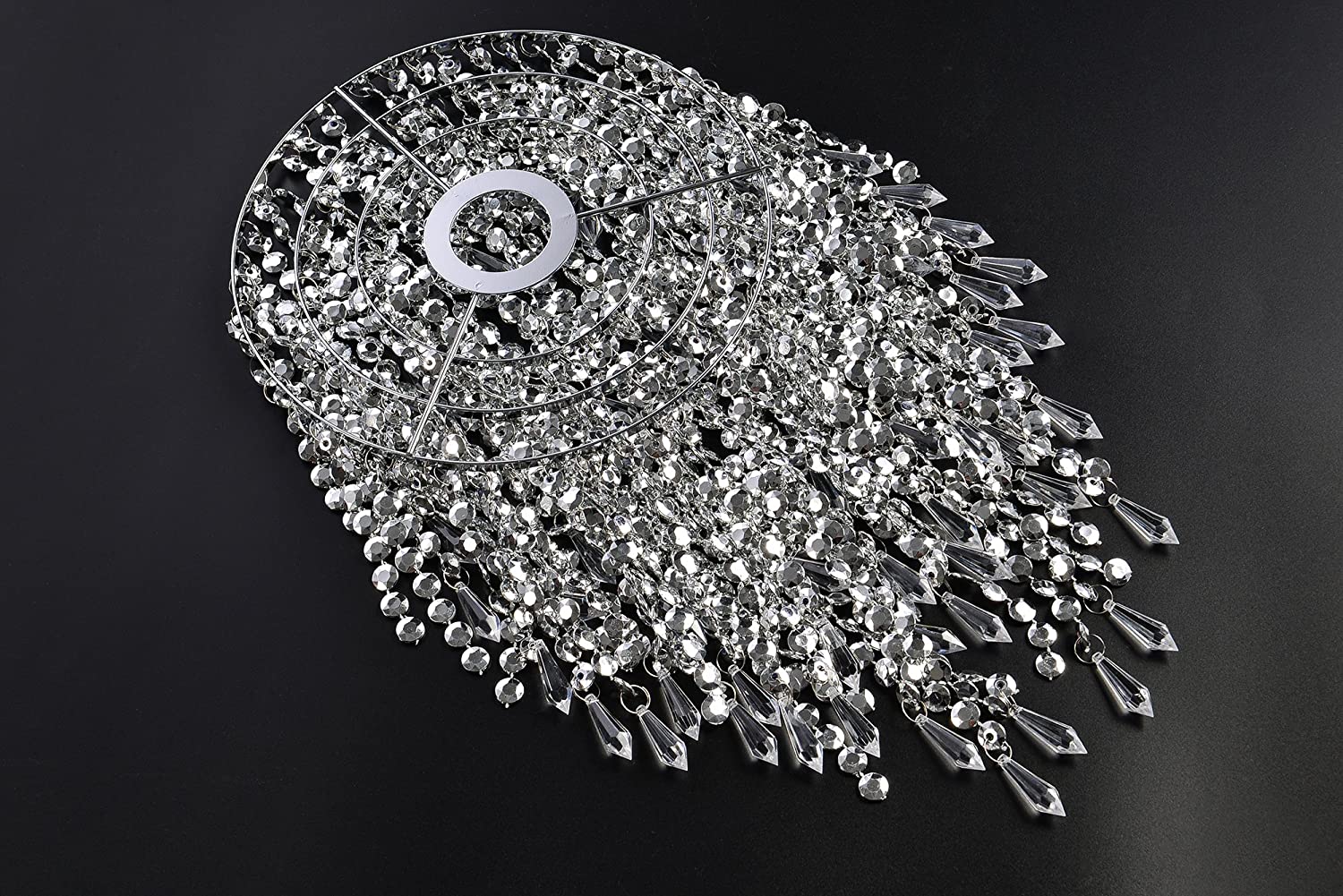 Waneway 3 Tier Beads Pendant Shade, Ceiling Chandelier Lampshade with Acrylic Jewel Droplets - Image 4