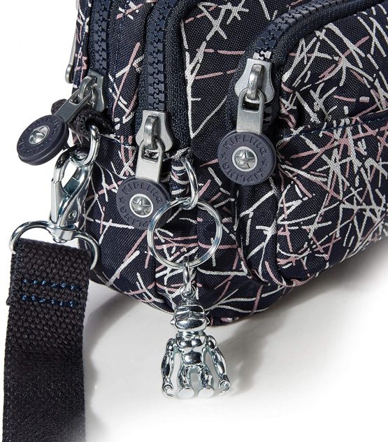 Kipling Multiple, Women’s Cross-Body Bag, Multicolour (Navy Stick Print), 20x13x7.5 cm (B x H T) - Image 4
