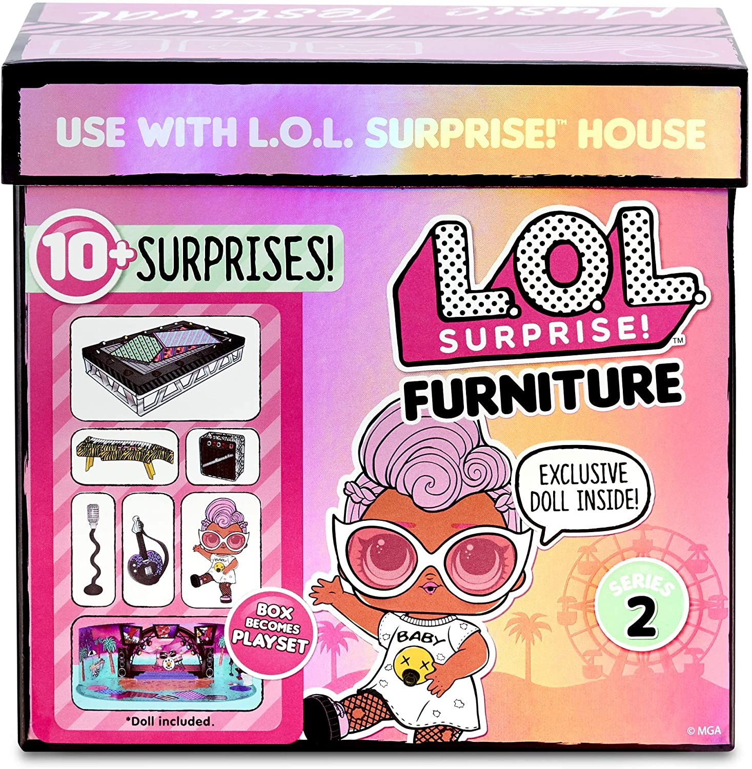 L.O.L. Surprise! 564935E7C Furniture, Doll Furniture and Collectible Figure with Accessories Music Festival with Grunge Grrrl - Image 2