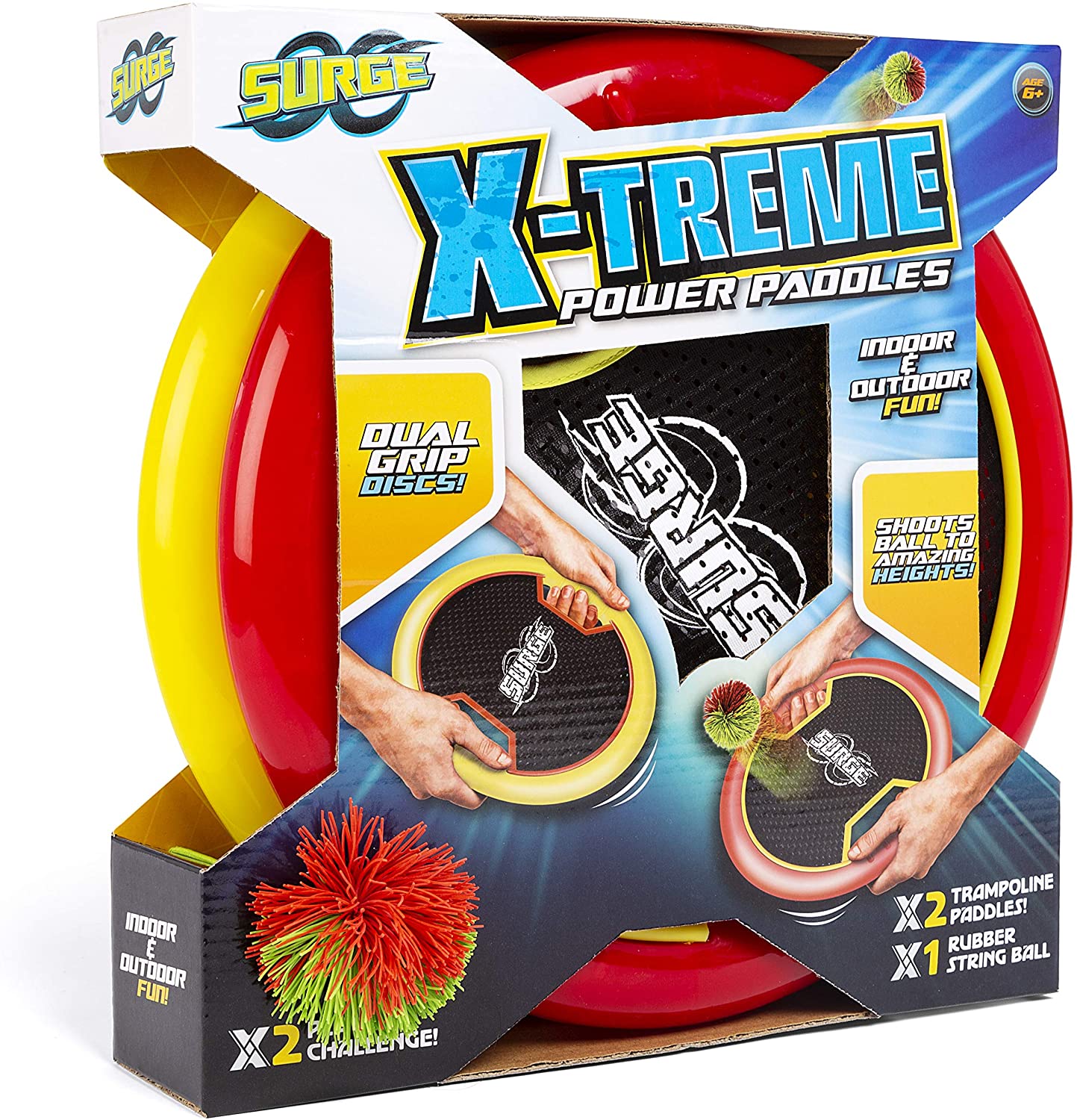 Grafix Surge X-Treme Power Paddle – Gioco Di Pallina Con Racchette Per Bambini – Attività Indoor E Outdoor Per 2 Giocatori, Multicolore