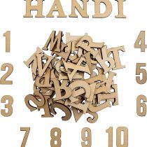 Handi Stitch Unfinished Wooden Letters & Numbers (124 Pieces) - 52 Capital & 52 Lowercase (A-Z) Alphabet Letters - 20 (0-9) Numbers - DIY Wood Pieces for Learning, Decor & Crafts