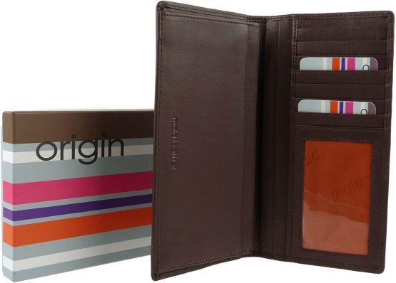 Mens Quality RFID Leather Suit Wallet by Mala Leather; Origin Collection Gift Box (Brown) - Image 2