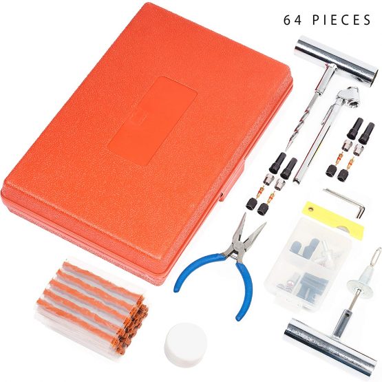 Bramble - 64 Pc Heavy Duty Puncture Repair Tyre Kit for Tubeless Tires with Case