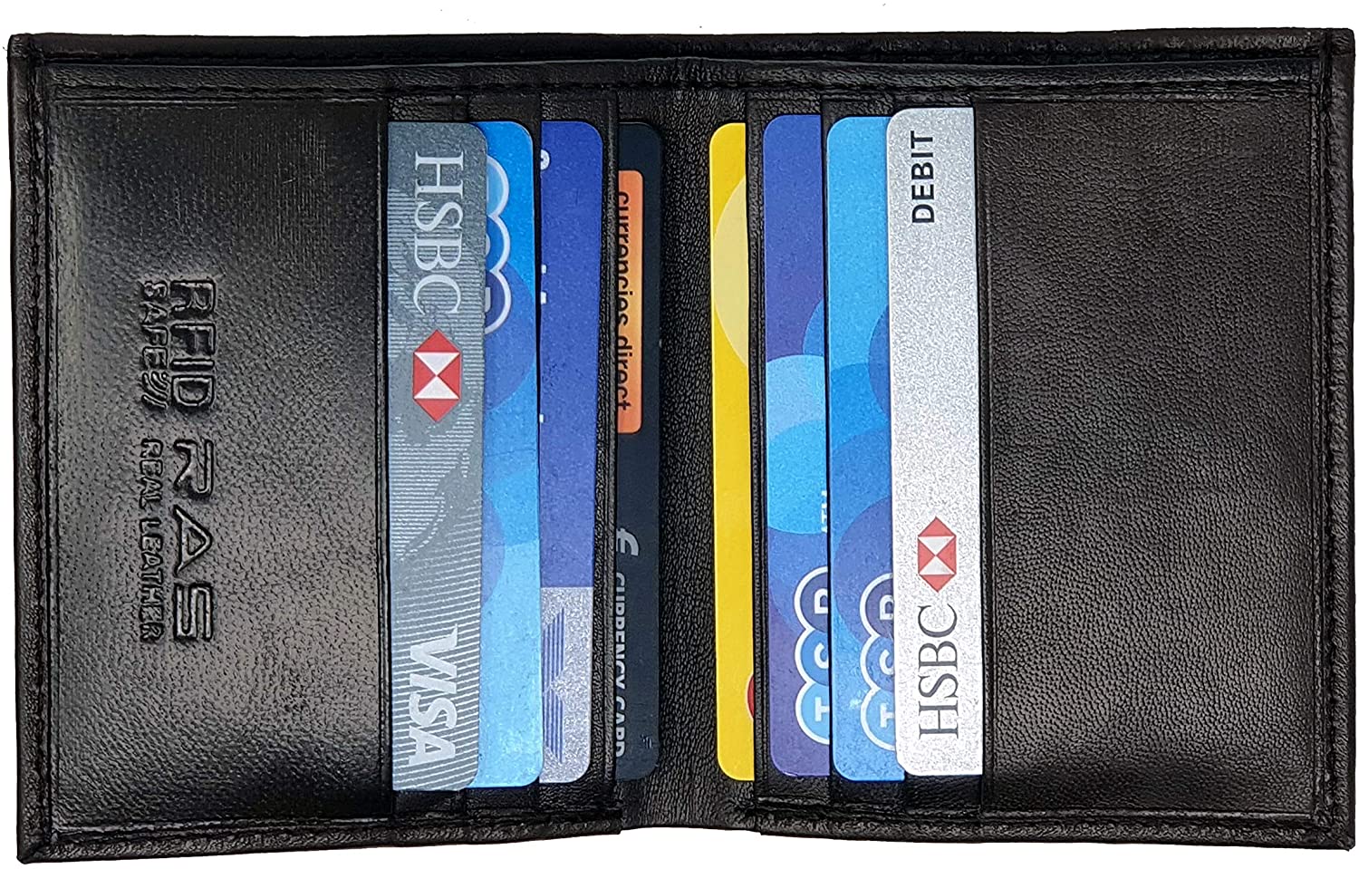 RAS WALLETS Mens RFID Safe Soft Genuine Leather Credit Card and Banknote Pocket Slimline Wallet 122 (Black) - Image 3
