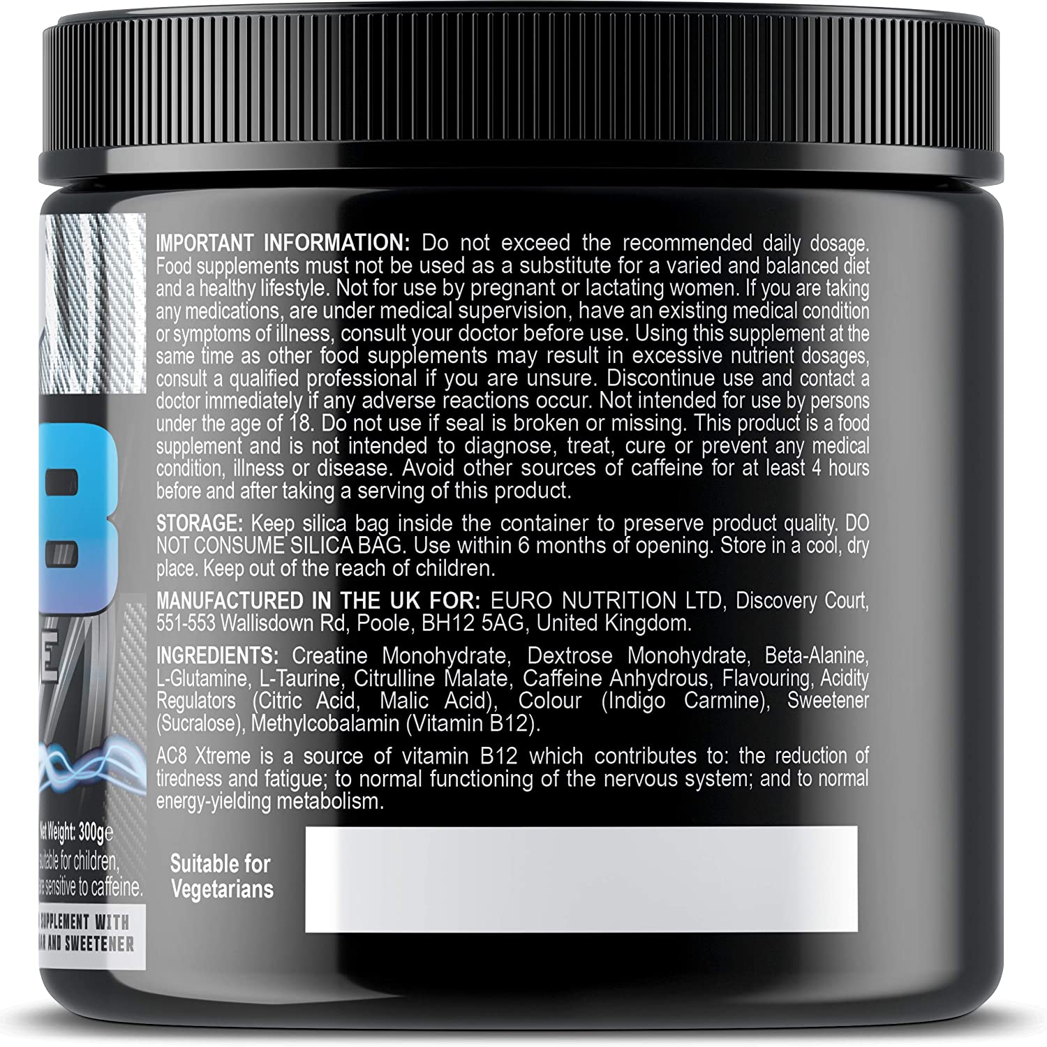 AC8 Pre Workout Powder Blue Raspberry, Pump Pre Workout for Men and Women, Up to 6,660mg Actives Per Serving - Image 3