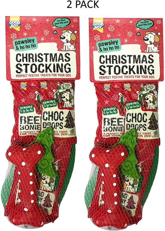 *NEW* 2 PACK GOODBOY CHRISTMAS DOG STOCKING FESTIVE CHRISTMAS TREATS TOYS 10210