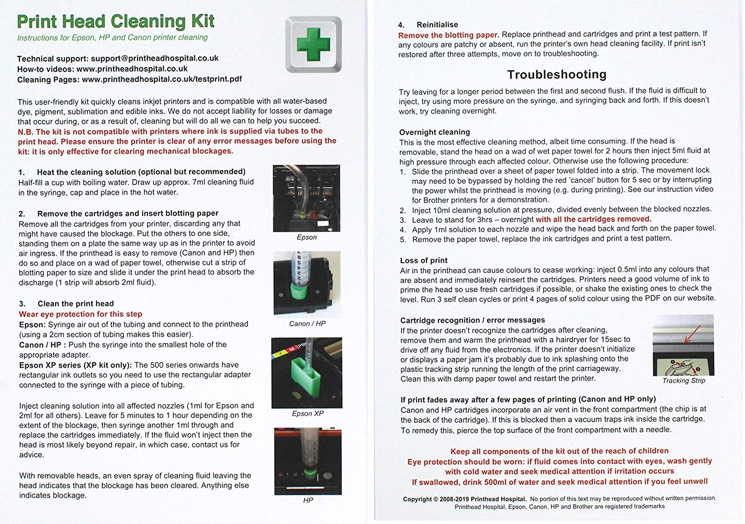 Printhead Hospital cleaning kit for Epson Stylus Workforce and Ecotank inkjet printers - 150ml, Multicolor - Image 2