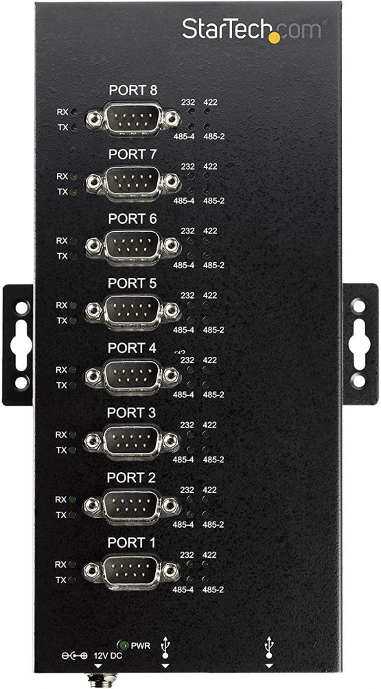 StarTech 8 Port Serial Hub USB to RS232/RS485/RS422 Adapter - USB 2.0 to DB9 Serial Converter Hub - IP30 Rated - Din Rail Mountable Metal Serial Hub - 15kV ESD Protection (ICUSB234858I) - Image 2