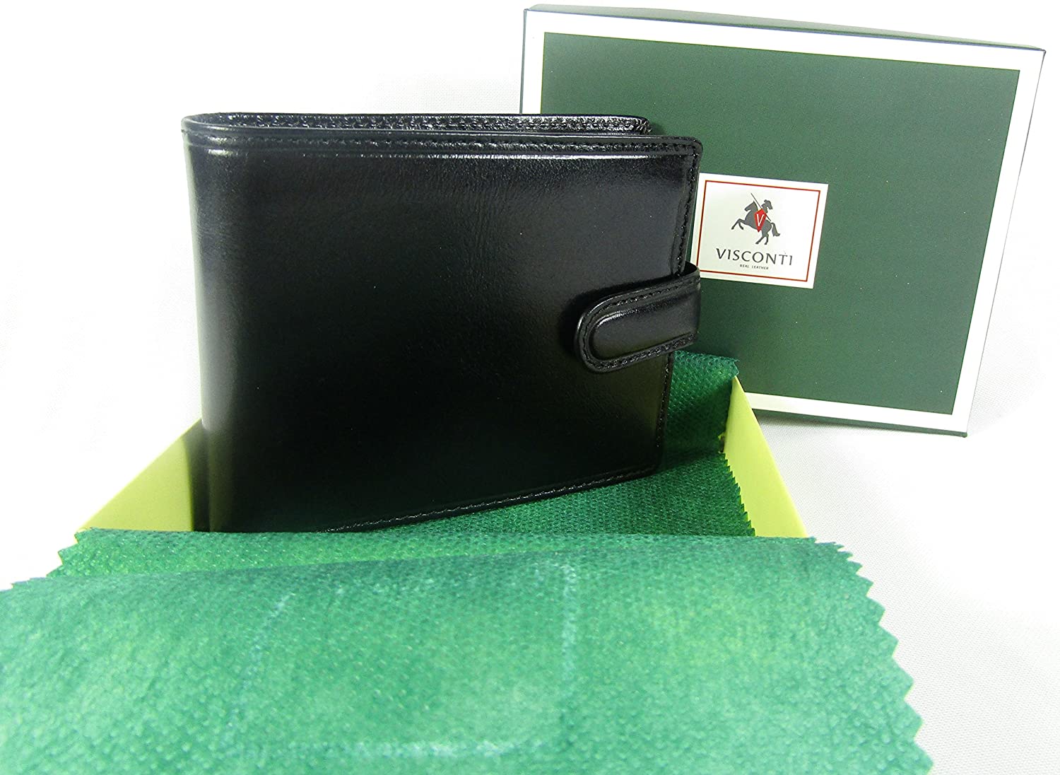 New Visconti Monza Rome Italian Glazed Leather RFID Blocking Men's Wallet Money Bag Style Rome MZ5 (Black) - Image 4