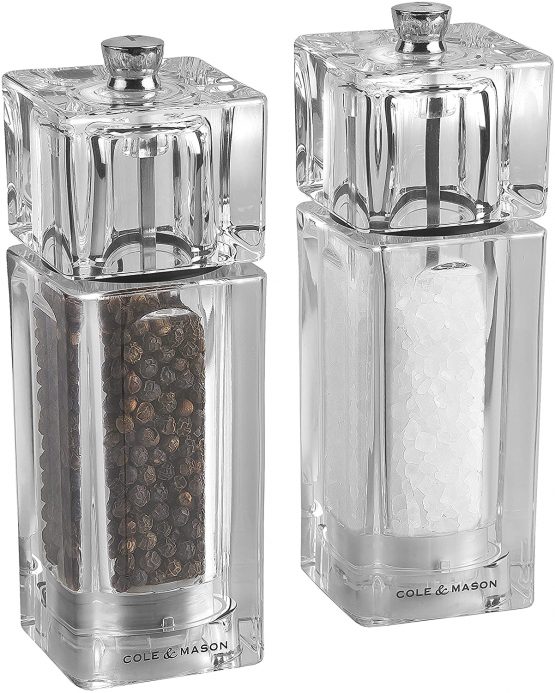 Cole & Mason H33502P Cube Clear Salt Mill | Precision+ | Acrylic | 145mm | Single | Includes 1 x Salt Grinder | Lifetime Mechanism Guarantee - Image 2
