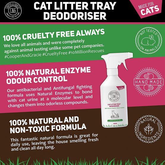 C&G Pets | CAT LITTER TRAY DEODORISER 500ML | 100% CRUELTY FREE FAST ACTING FORMULA | NEUTRALIZES BAD ODOUR | ANTIBACTERIAL AND ANTIFUNGAL | NATURAL ENZYMES | BONDS WITH CAT URINE - Image 3