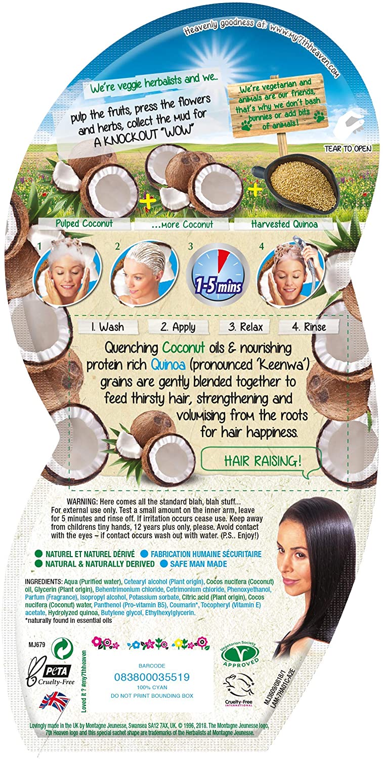 Montagne Juenesse 7th Heaven Coconut Protein Rescue Mask, White, 25 ml, Multicolor, 25 ml (Pack of 1) - Image 2
