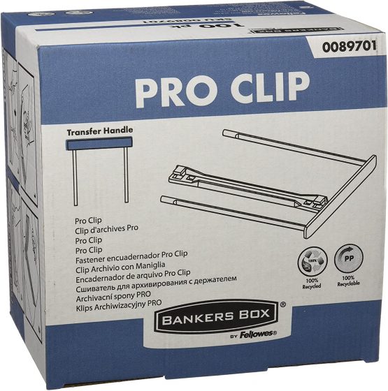 Bankers Box 0089701 ProClip Archive Clip 100 mm with Frame, 100% Recycled, White, 100 Pieces