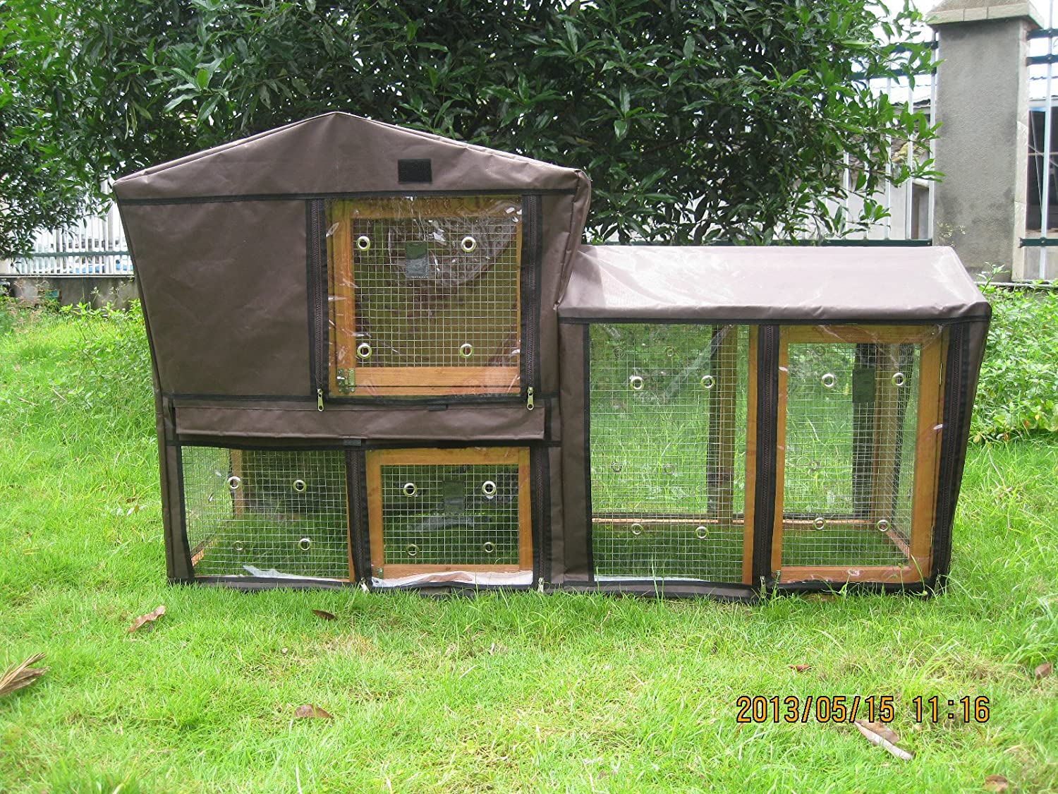 Bunny Business Hutch Cover for Grove,Wood colour, grey,28.3 x 26.4 x 4.5 cm, 147 cm L x 53 cm W x 85 cm H - Image 2
