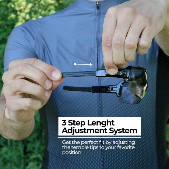 BBB Cycling BSG-61PH Commander PH Sport Glasses with Adaptable Lenses and Hydrophobic Coating for Road and Mountain Biking, , Gloss Metallic Black, One Size - Image 3