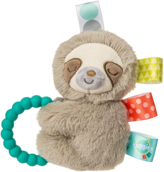 Taggies Soft Rattle with Teether Ring, 13-Centimetres, Molasses Sloth