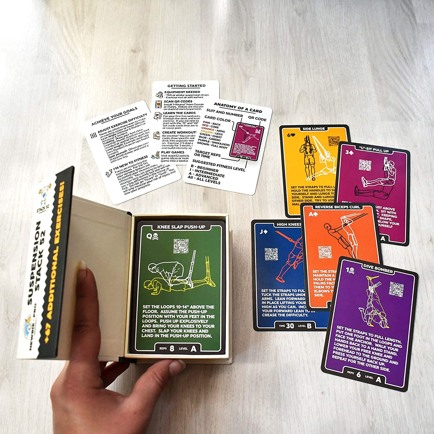 Stack 52 Suspension Exercise Cards compatible with TRX, Woss - Image 2