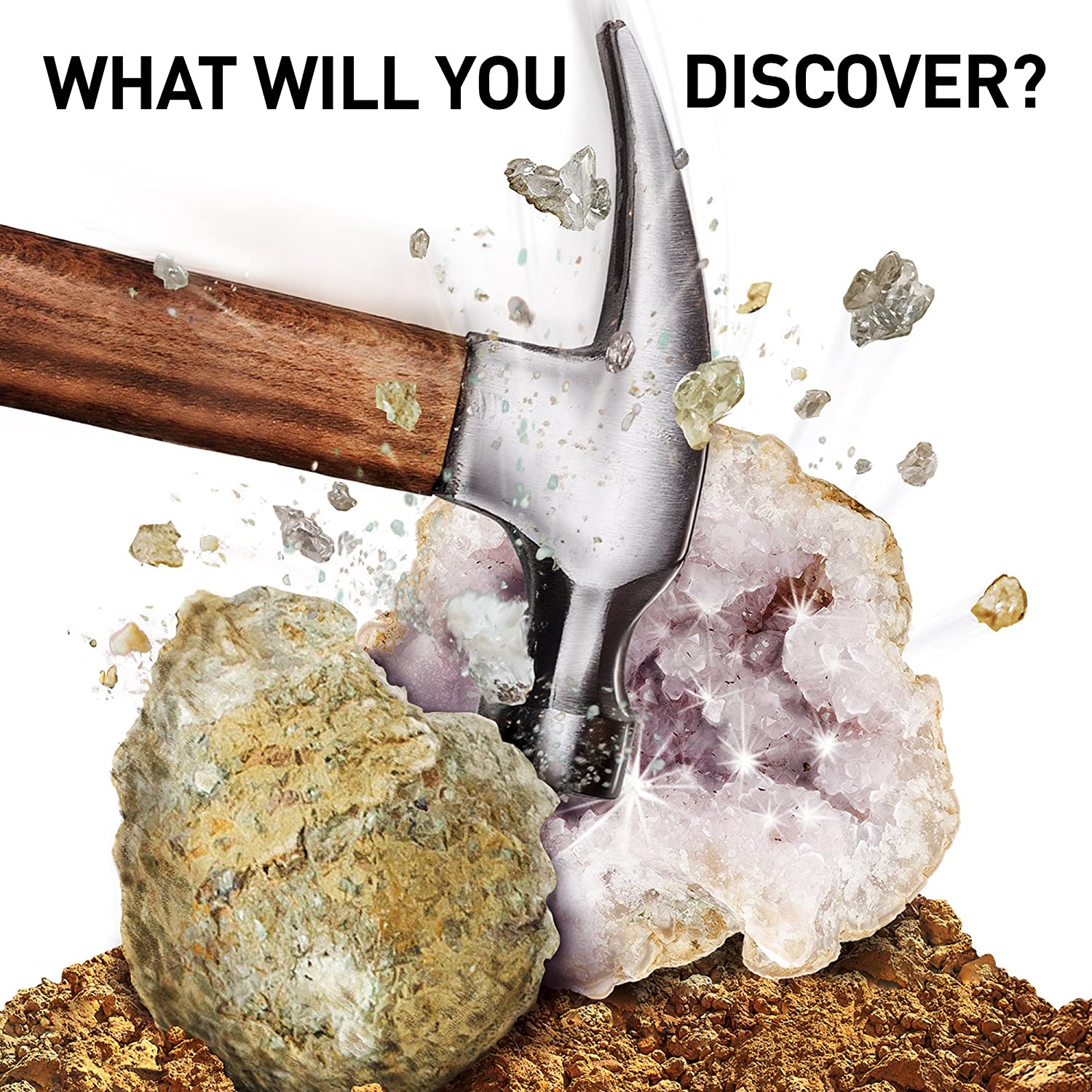 NATIONAL GEOGRAPHIC Break Open 4 Geodes Science Kit, Includes Goggles, Learning Guide, Display Stand - Image 3