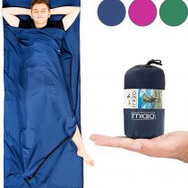 MIQIO 2-in-1 Sleeping Bag Liner and Lightweight XL Size Double Travel Bed Sheet
