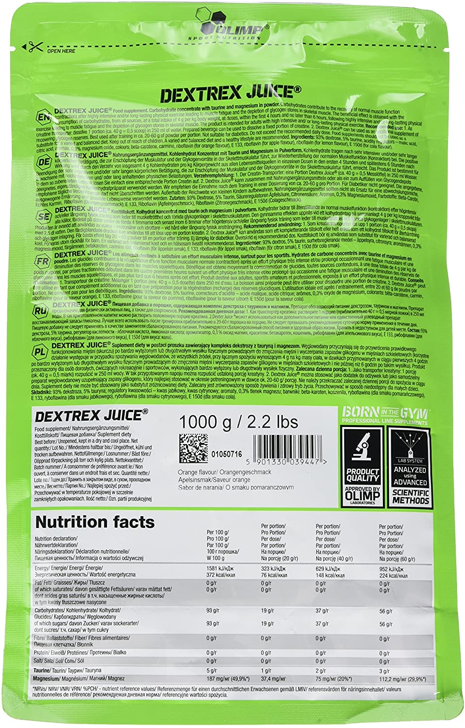 OLIMP SPORT NUTRITION Olimp Labs Dextrex Juice Powder, Orange Flavour, 1 kg, White, 1 kg (Pack of 1) - Image 2