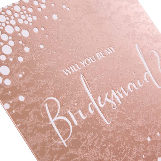 Bridesmaid Request Card from The Hallmark Studio - Contemporary Square Design in Rose Gold Foil - Image 3