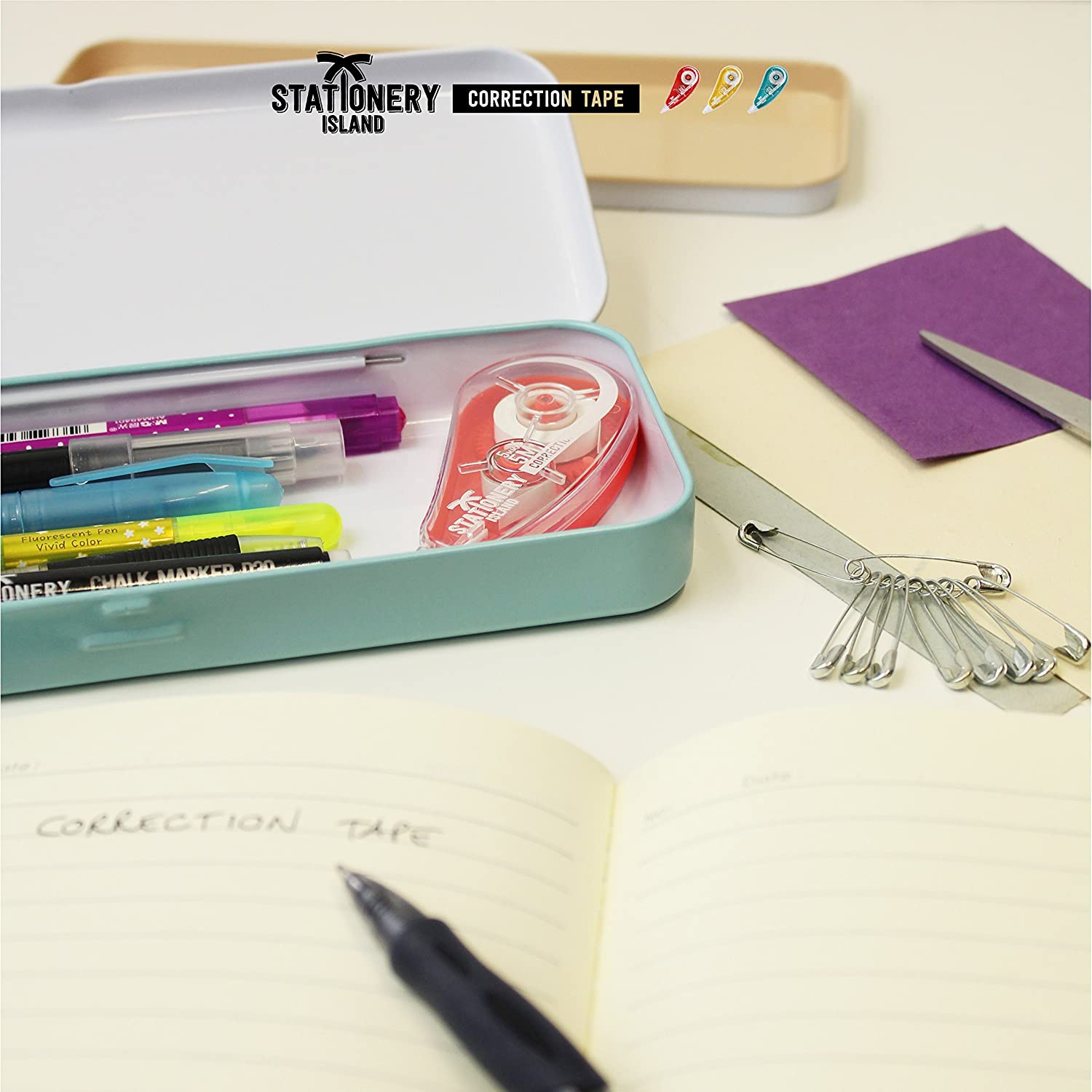 STATIONERY ISLAND Correction Tape 3Pcs, White Out Correction Tape Mouse Whiteout roller for School and Office Supplies - 5m x 5mm - Image 3