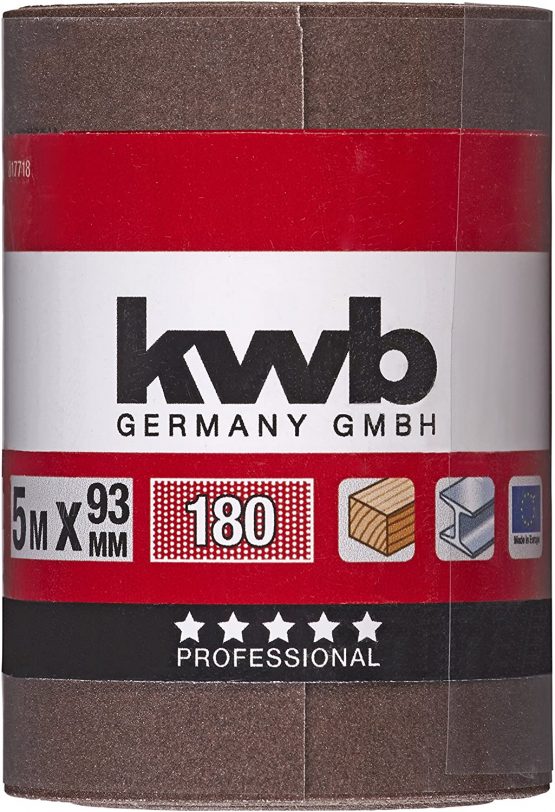kwb 817718 Sandpaper roll-for Metal and Wood, K-180, 93 mm x 5 m, Corundum, K 180 - Image 2