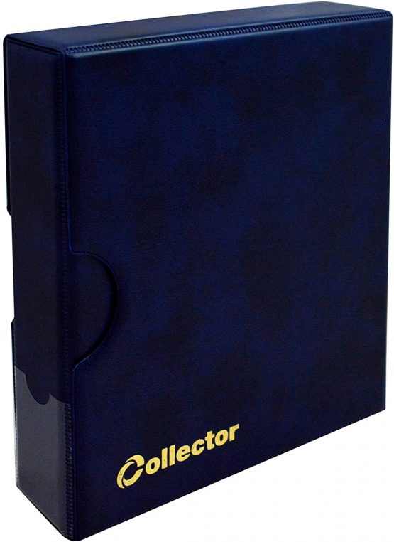 COLLECTOR Coin Album IN CASE for 280 MEDIUM sizes coins 50p 50 pence £1 £2 €1 €2 - 10 pages and red dividers - BLUE - Image 2
