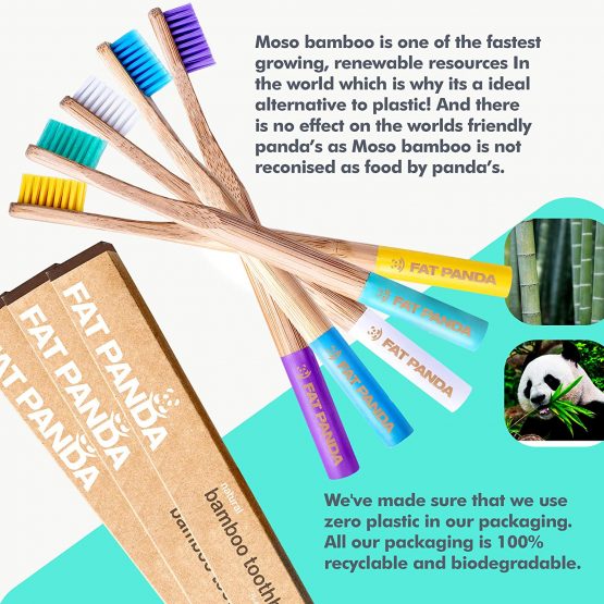 Bamboo Toothbrushes | 6 Pack | BPA Free Medium Soft Bristles | Eco-Friendly Products | Plastic Free Wooden Handle | Recyclable | UK Brand | Kids & Adults - Image 3
