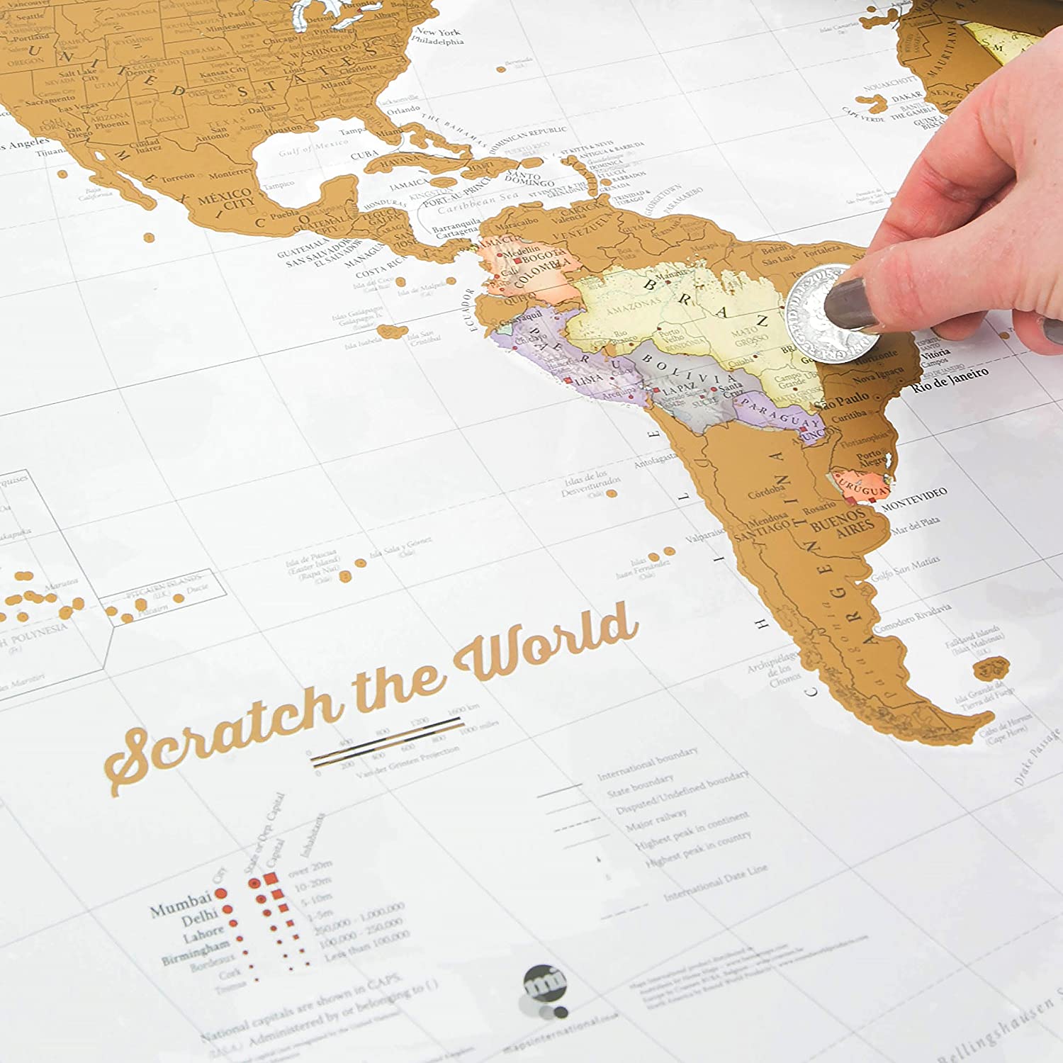 Scratch The World® Travel Map, Scratch Off World Map Poster with Gift Tube, X-Large, 84 x 59 cm, Maps International - Image 4
