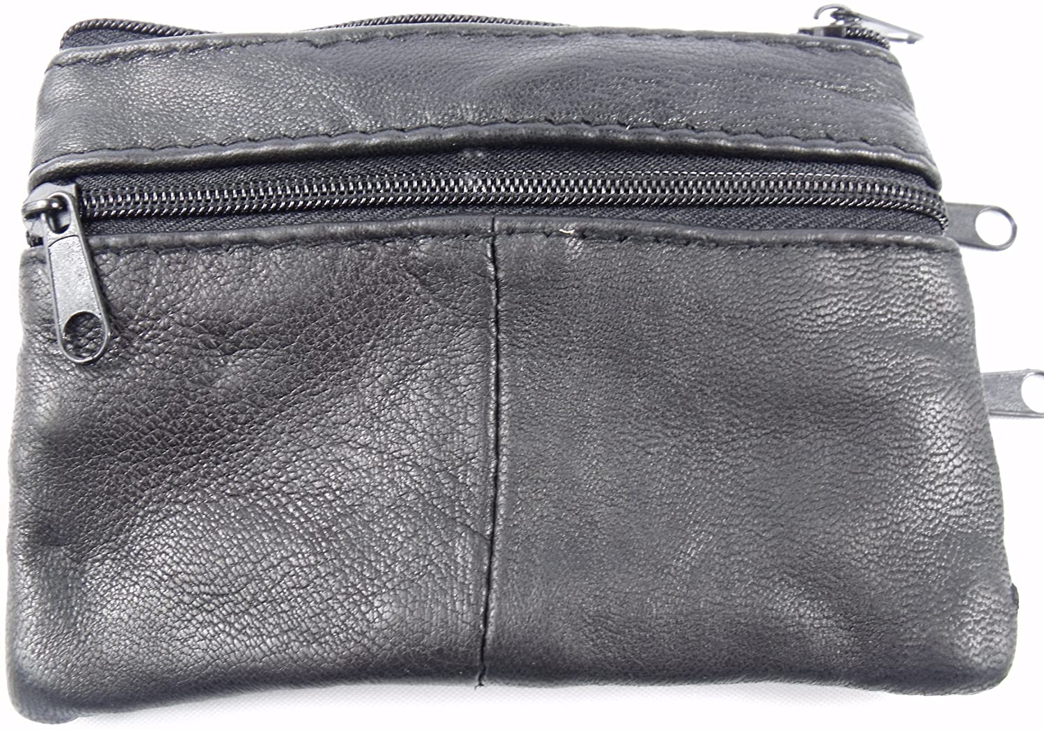 Unisex Soft Black Genuine Leather Coin Pouch, 11cm 8.5cm - Image 2