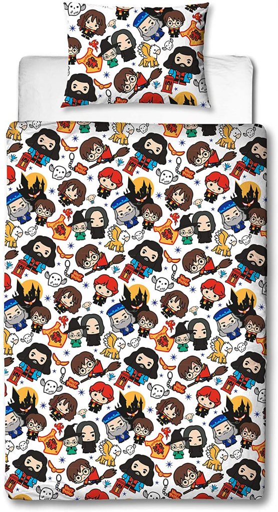 Harry Potter Charm Design Single Reversible Two Sided Official Bedding Duvet Cover with Matching Pillow Case, Multi - Image 3
