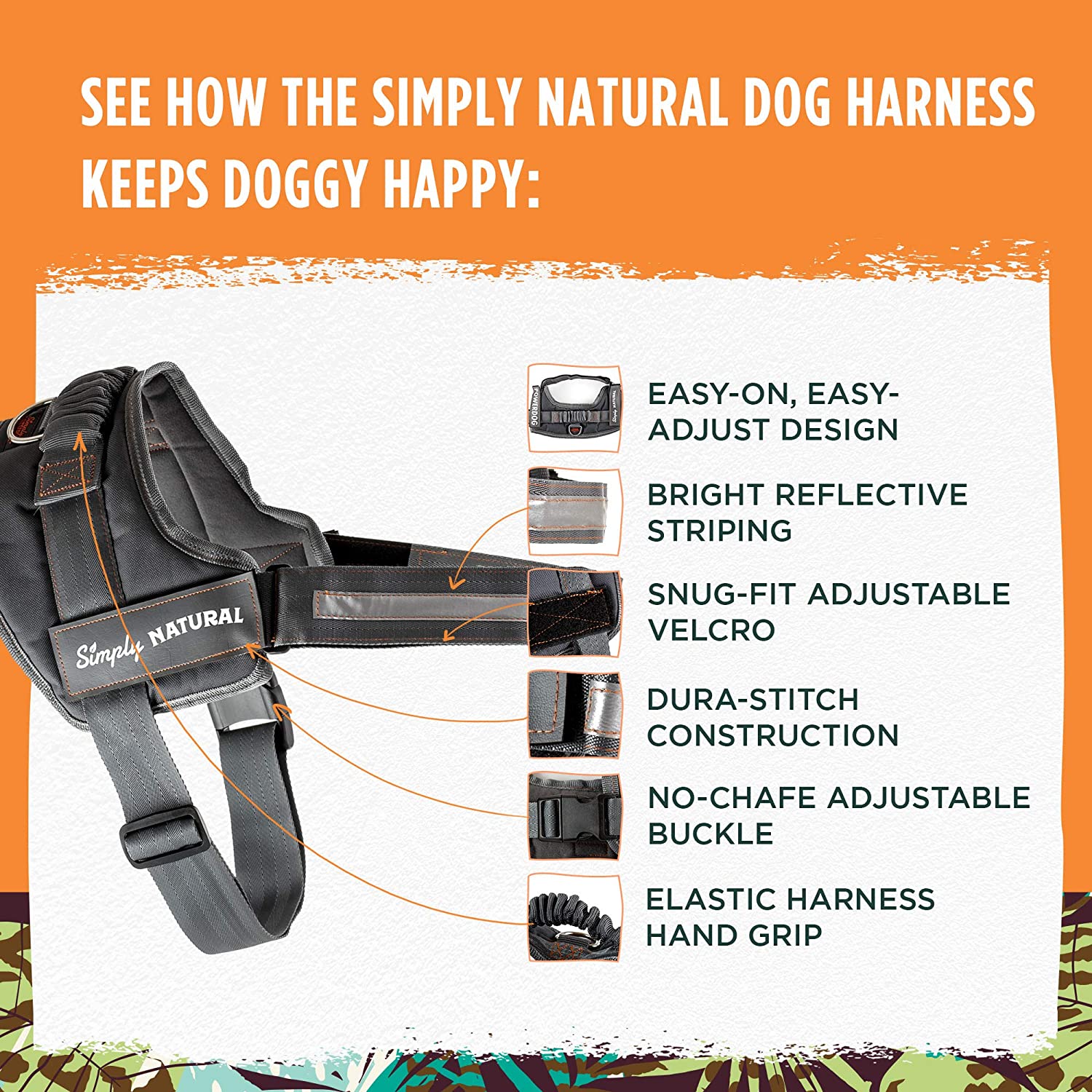 Simply Natural Dog Harness Large Escape Proof Dog Harness with Easy On Closures in a Stronger Super Soft Dog Harness - Image 3