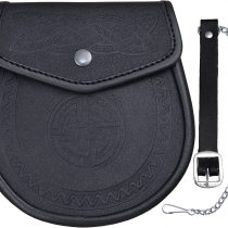 Celtic Embossed Leather Sporran Kilts Tradtional Scottish Wallet Smooth Finish