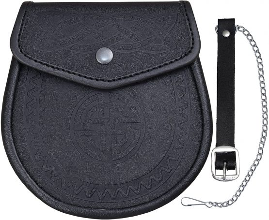 Celtic Embossed Leather Sporran Kilts Tradtional Scottish Wallet Smooth Finish