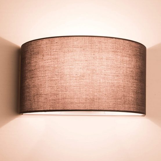 HARPER LIVING 1xE27 ES Wall Wash Light with Switch, Grey Semi-Circle Fabric Shade, Suitable for LED Upgrade, Ideal for Bedroom, Living Room, Hallway, Hotel, B and B - Image 2