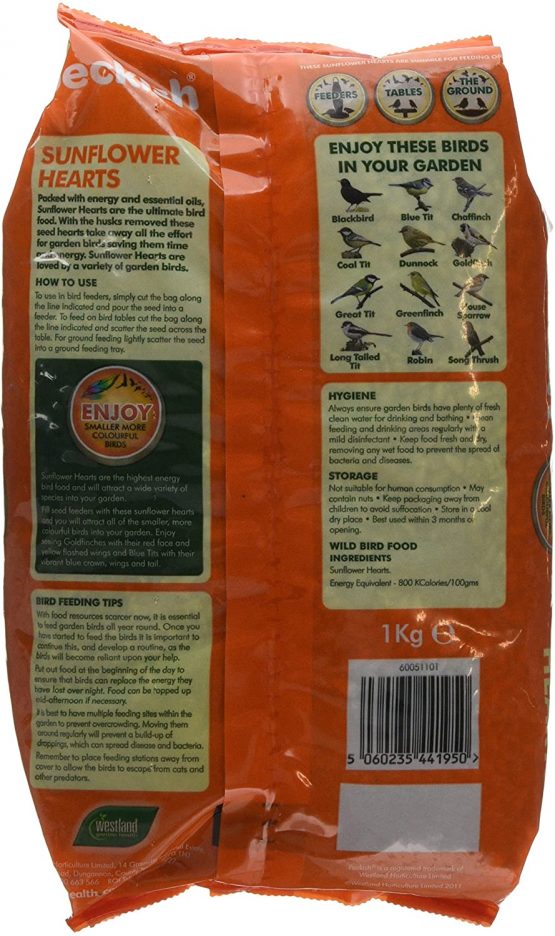 Peckish Sunflower Hearts for Wild Birds, 1 kg - Image 2