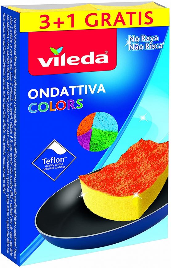 Vileda Wave Milleusi Colors 3+1, Sponge, Multi-Coloured, 13x22x2.6 cm