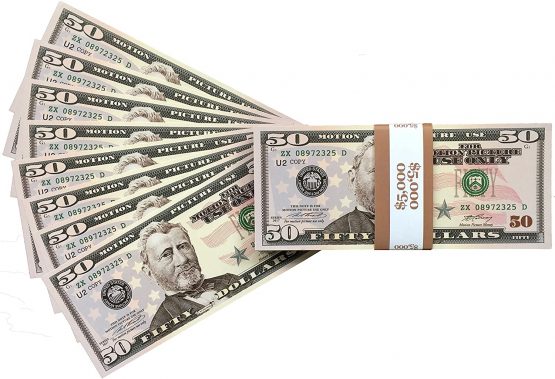 Big Screen Stacks - 100 Full Print Prop Money 50 Dollar Bills , with Spare Bank Strap. Perfect for movies, films, advertising, Social Media, Play Money, Costume Party's, Magic Tricks, Casino Games - Image 2