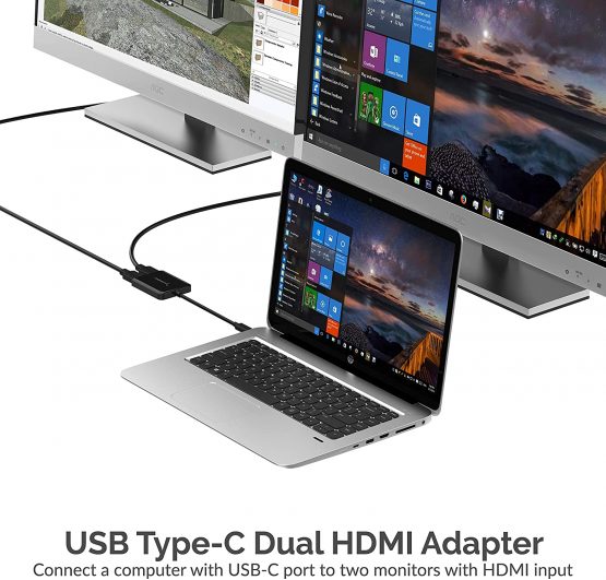 Sabrent USB Type-C Dual HDMI Adapter [Supports Up to Two 4K 30Hz Monitors, Compatible with Windows Systems Only] (DA-UCDH) - Image 3