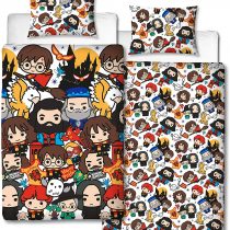 Harry Potter Charm Design Single Reversible Two Sided Official Bedding Duvet Cover with Matching Pillow Case, Multi