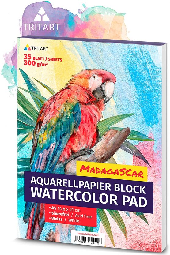 A5 watercolor paper 300g / white / 35 sheets | aquarelle pad Din A5 by Tritart