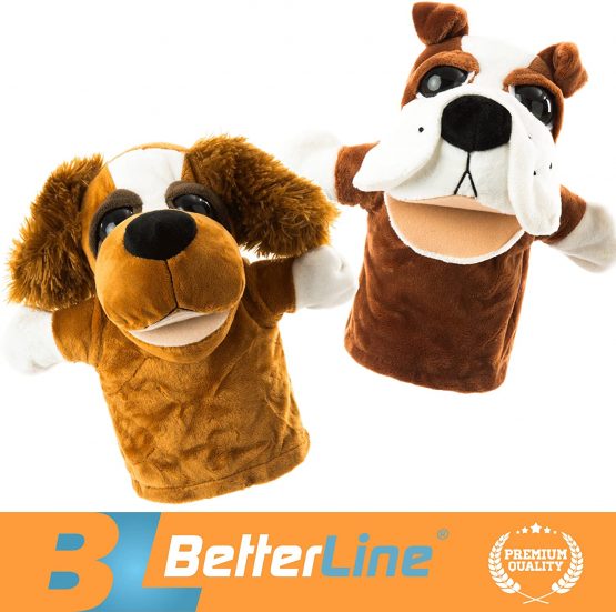 Better Line Animal Hand Puppets Set Of 2- Premium Quality, 24 cm (9.5” Inch) Soft Plush Hand Puppets For Kids- Perfect For Storytelling, Teaching, Preschool, Role-Play Cow and Sheep Toy Puppets