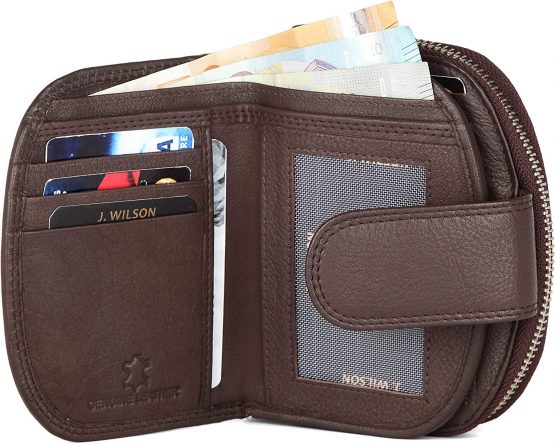 Ladies RFID Safe Designer Leather Purse Card Women Wallet Zip Pocket Boxed - Image 4
