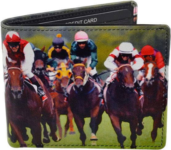 Mens Leather Horse Racing Bi-Fold Wallet by Retro Gift Box Grand National