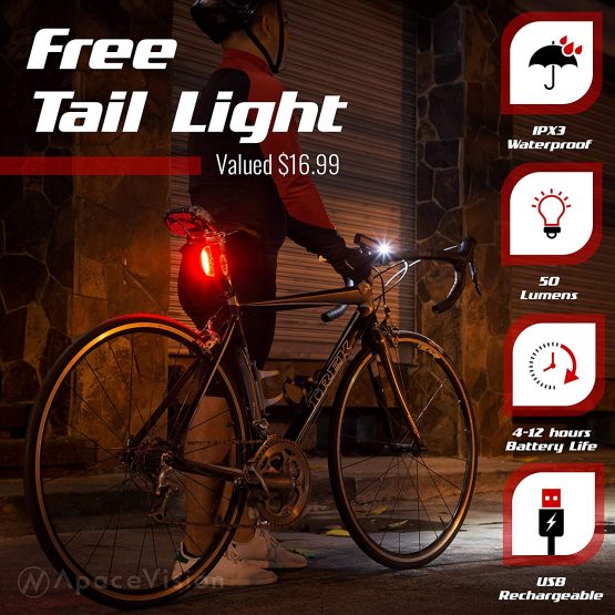 GlareFX Pro800 Bike Lights Set USB Rechargeable - Powerful Bicycle Headlight & LED Tail Light Combo - 800 Lumens Super Bright IPX6 Waterproof MTB Road Commuter Front and Back Cycle Lights - Image 3