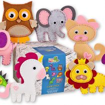 Happy Felties JUMBO Pack (8 Figures) - Felt Animal Crafting Sewing Kit - Fun DIY Stuffed Animal Craft for Kids Boys and Girls