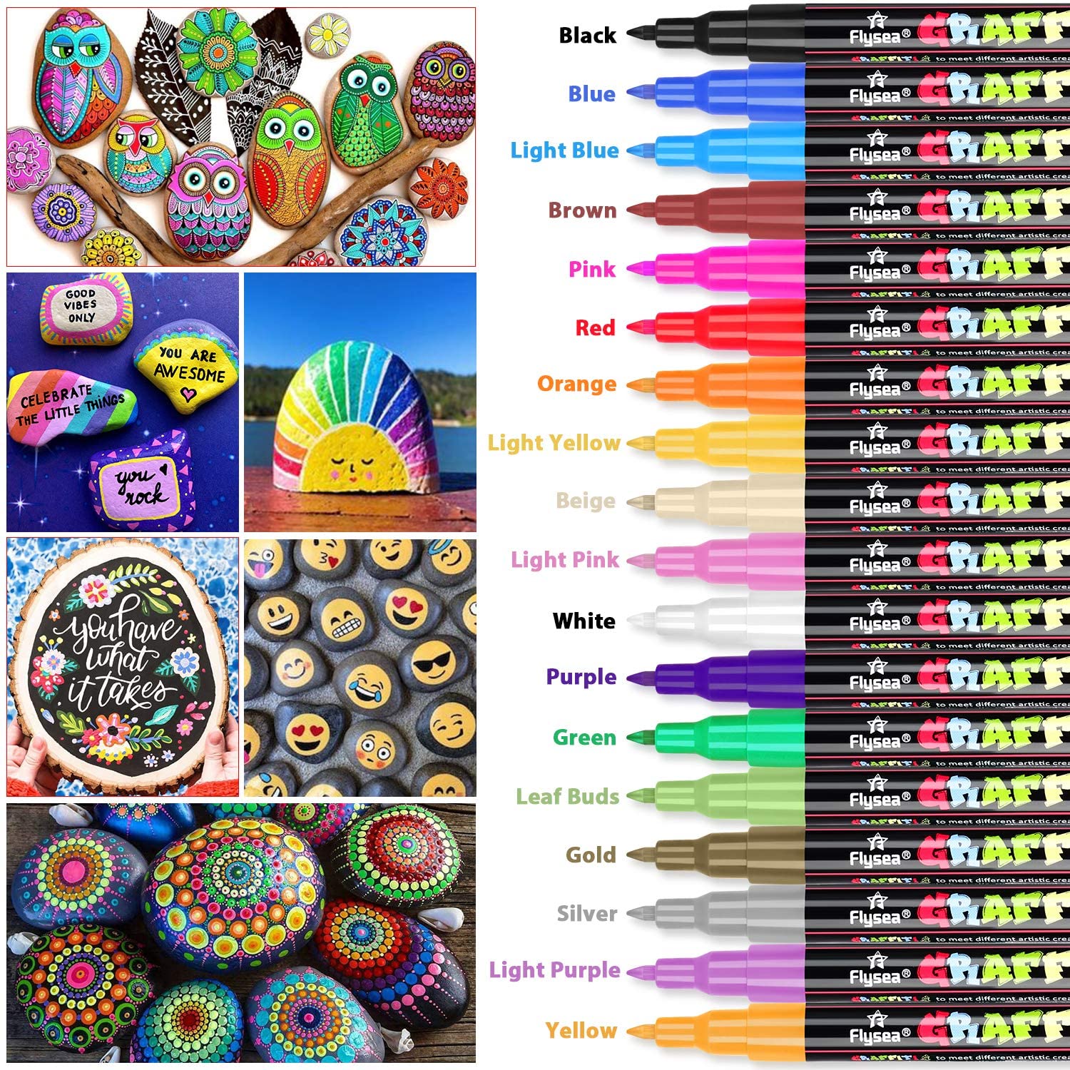 Acrylic Paint Pens, RATEL 18 Colors Paint Marker Pens for DIY Craft Projects Waterproof