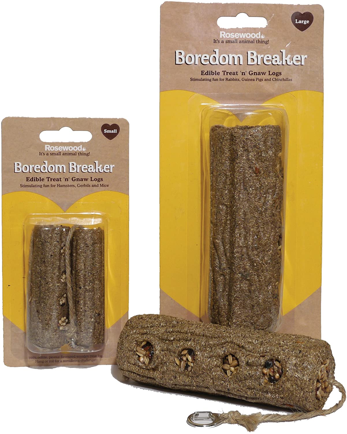Rosewood Boredom Breaker Treat 'n' Gnaw Logs, 2-Pack Edible Chew Toys for Rabbits Guinea Pigs, Hamsters, Mice and Small Pets - Image 2