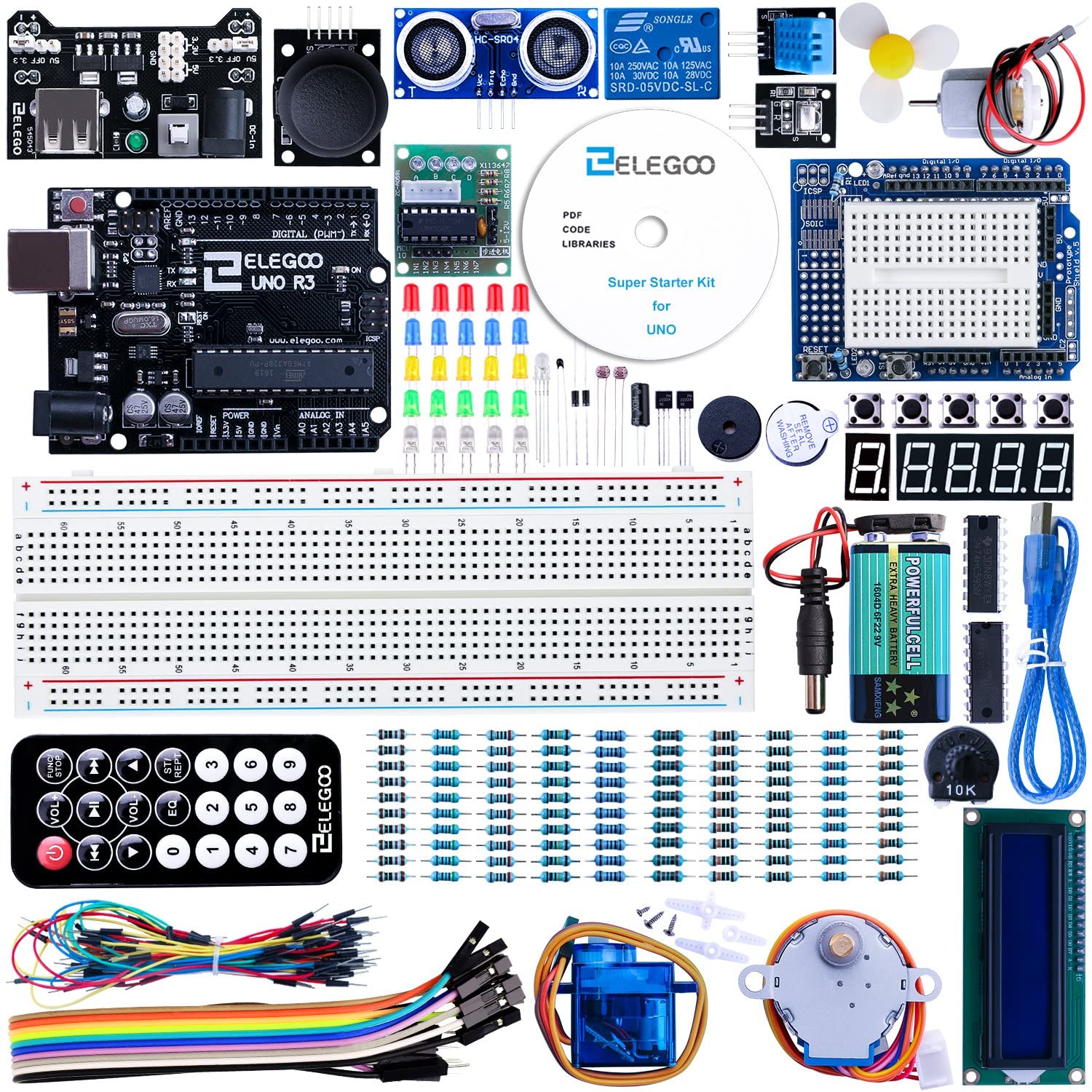 ELEGOO UNO R3 Project Super Starter Kit Compatible with Arduino IDE with Tutorial for Beginner, UNO Super Starter Kit